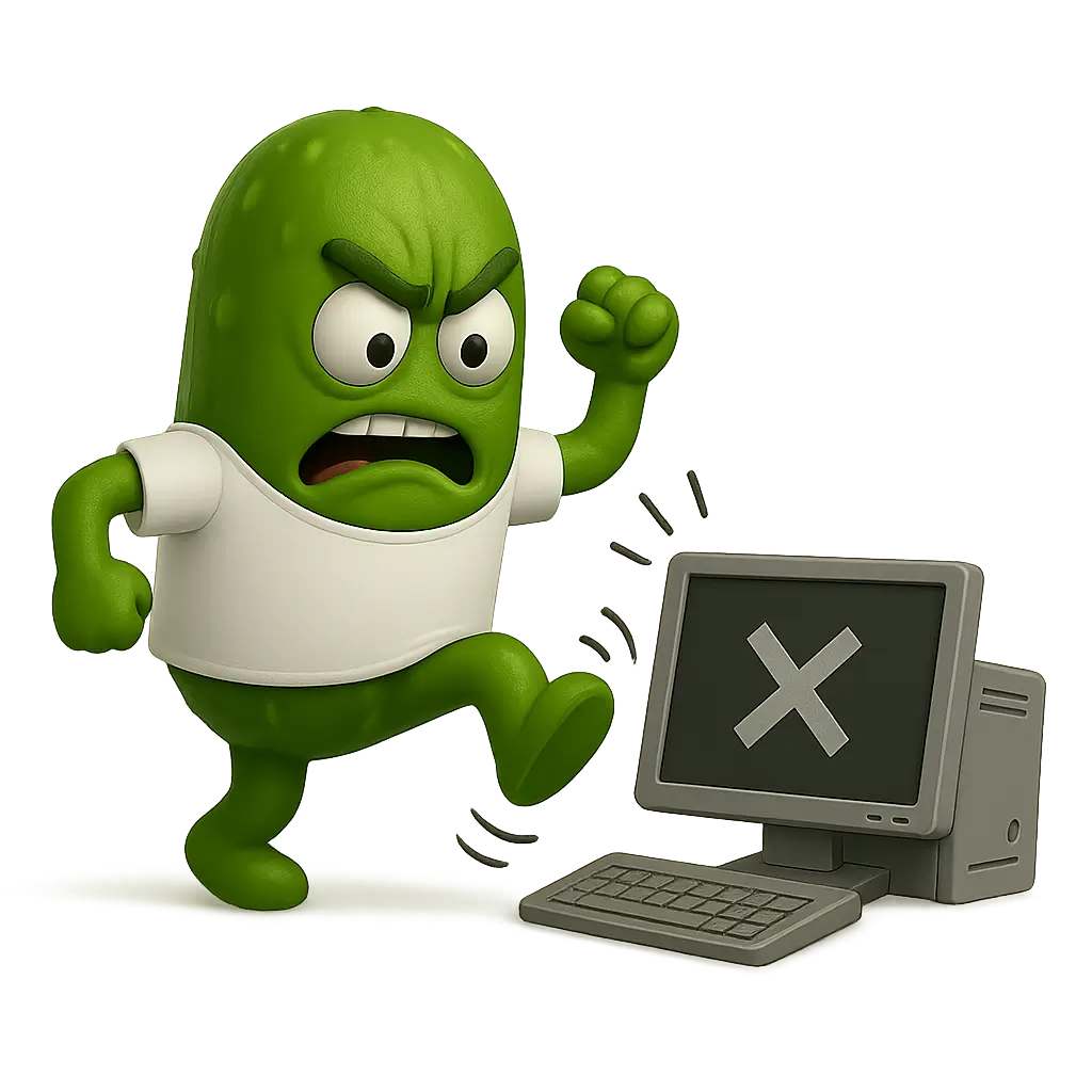 Employee kicking broken computer IT Managed Services